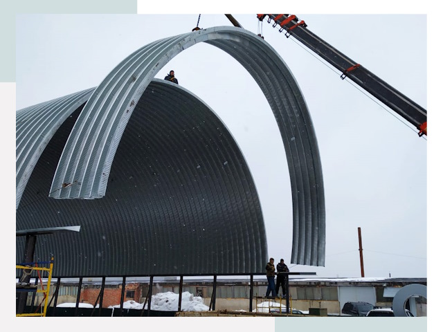 Полукруглые ангары в Полысаеве