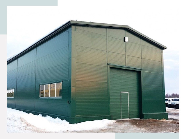 Двускатные ангары в Полысаеве